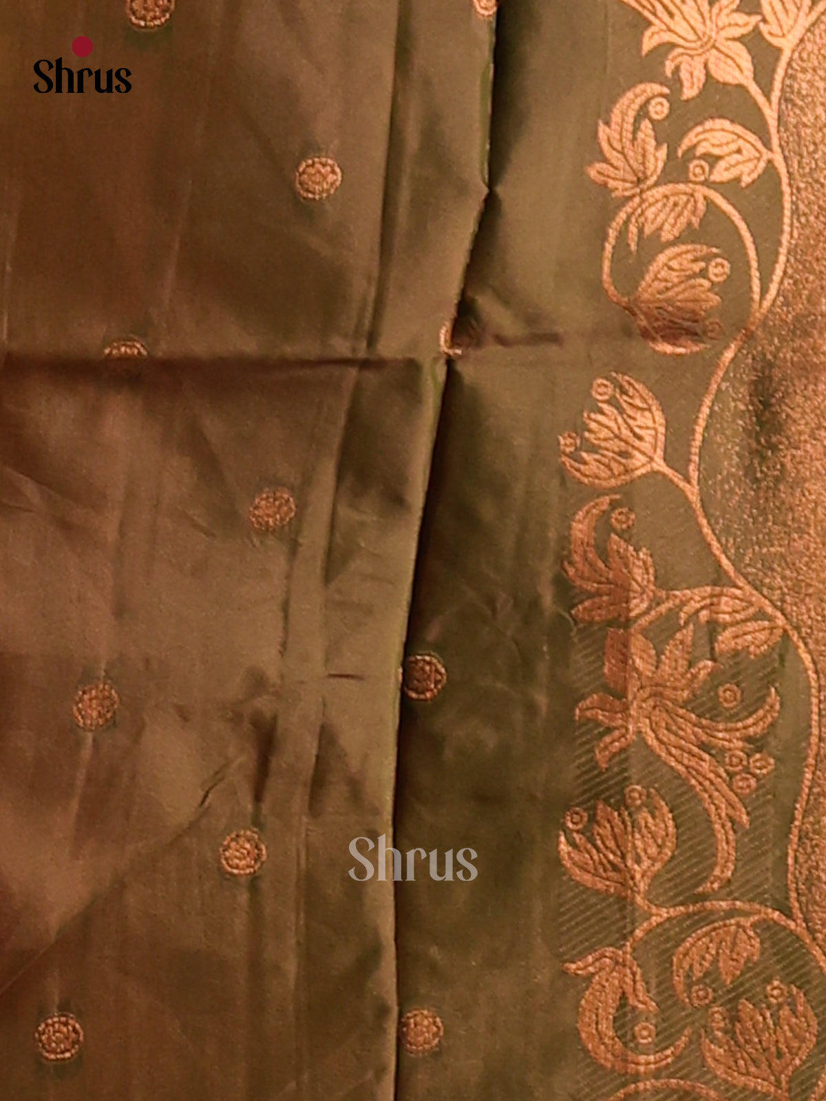 Mehandi Green- Semi Softsilk Saree - Shop on Shrus.com