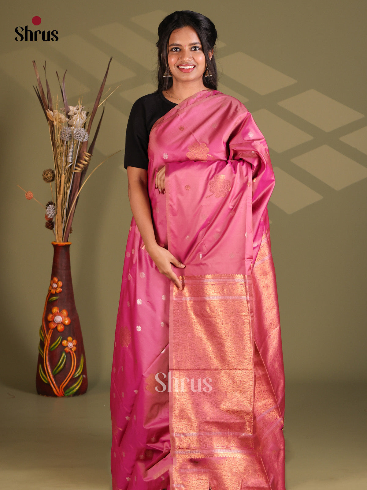 Pink - Semi Soft Silk Saree - Shop on Shrus.com