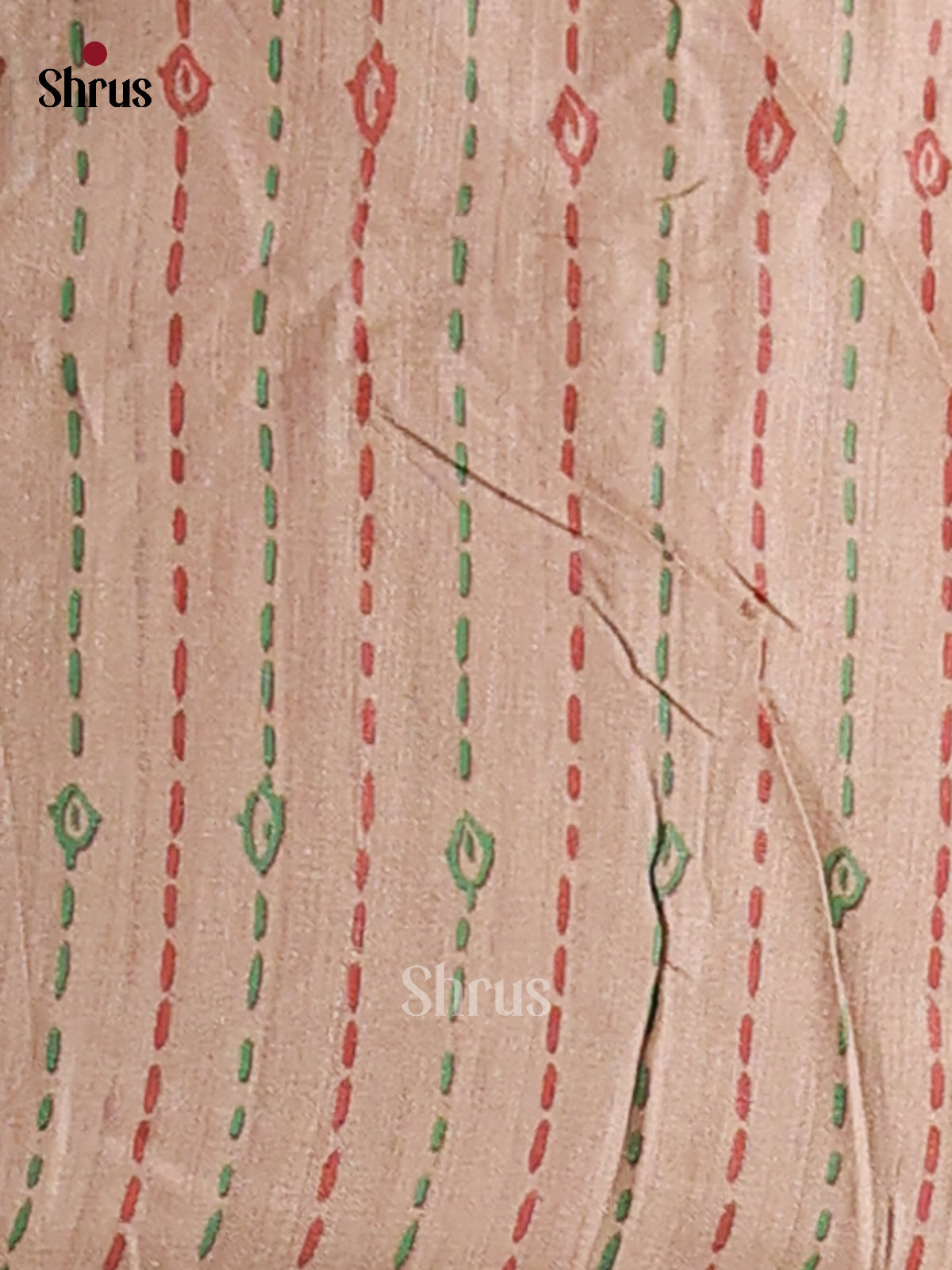 Grey Green & Cream- Printed Madhubani Saree - Shop on Shrus.com