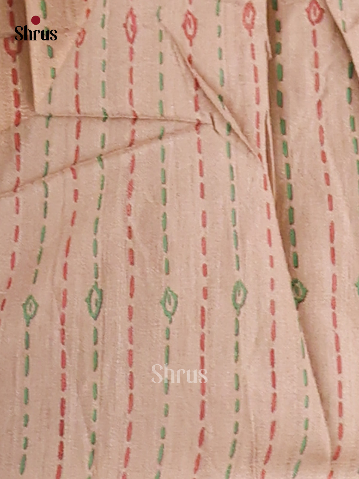 Dusty Brown & Cream - Printed Madhubani Saree - Shop on Shrus.com