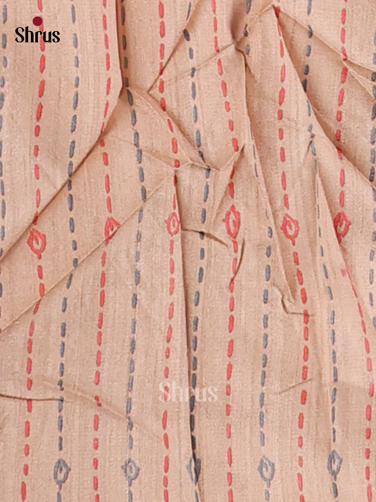 Grey & Cream- Printed Madhubani Saree - Shop on Shrus.com