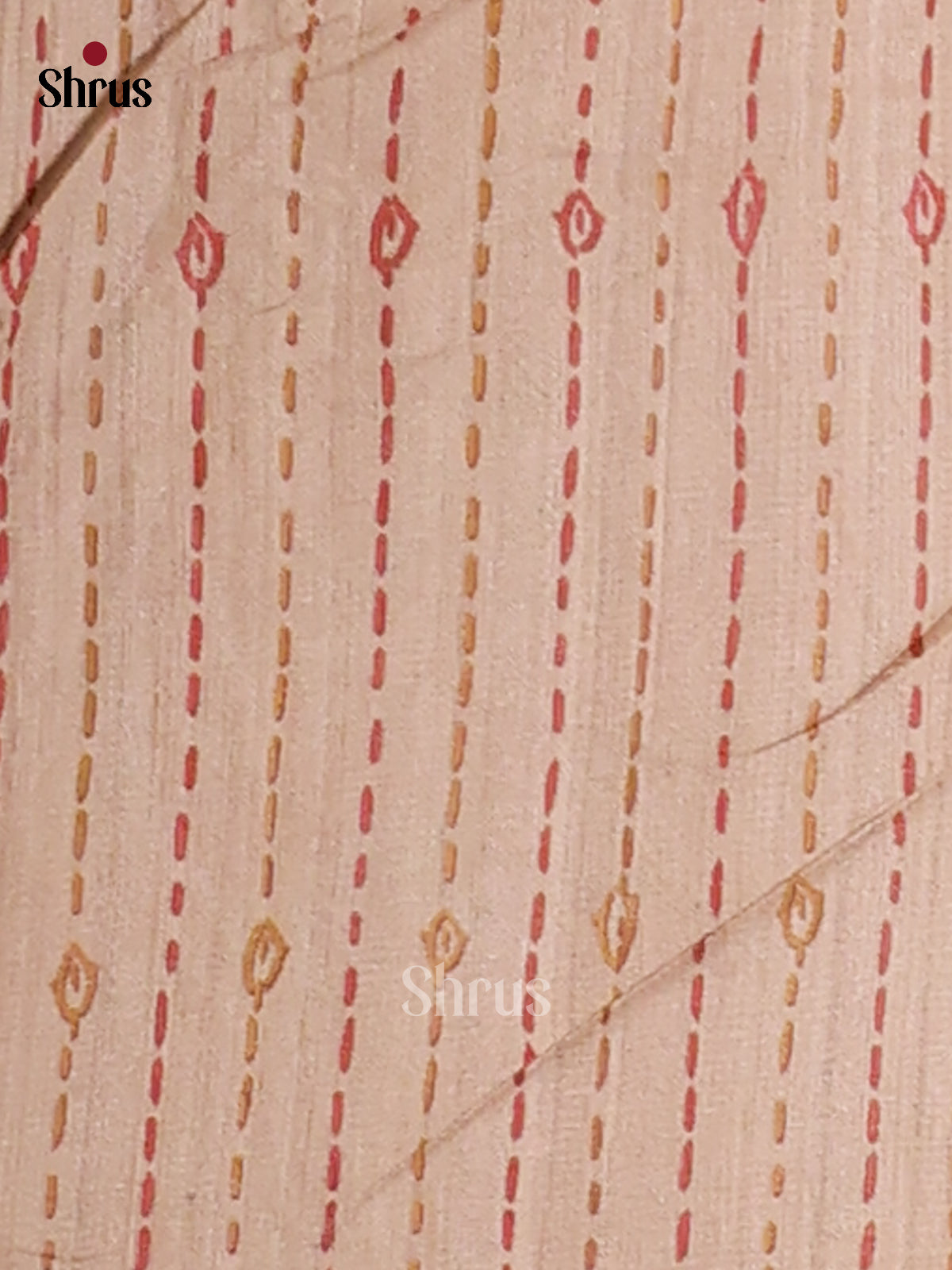 Lavender & Cream- Printed Madhubani Saree - Shop on Shrus.com