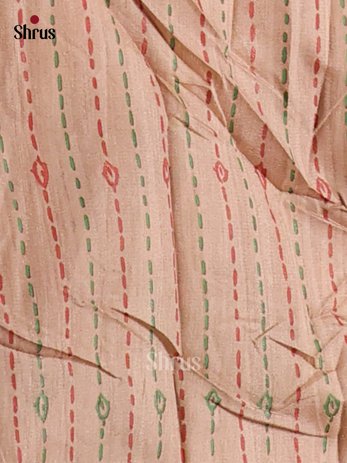 Light Green & Cream- Printed Madhubani Saree - Shop on Shrus.com