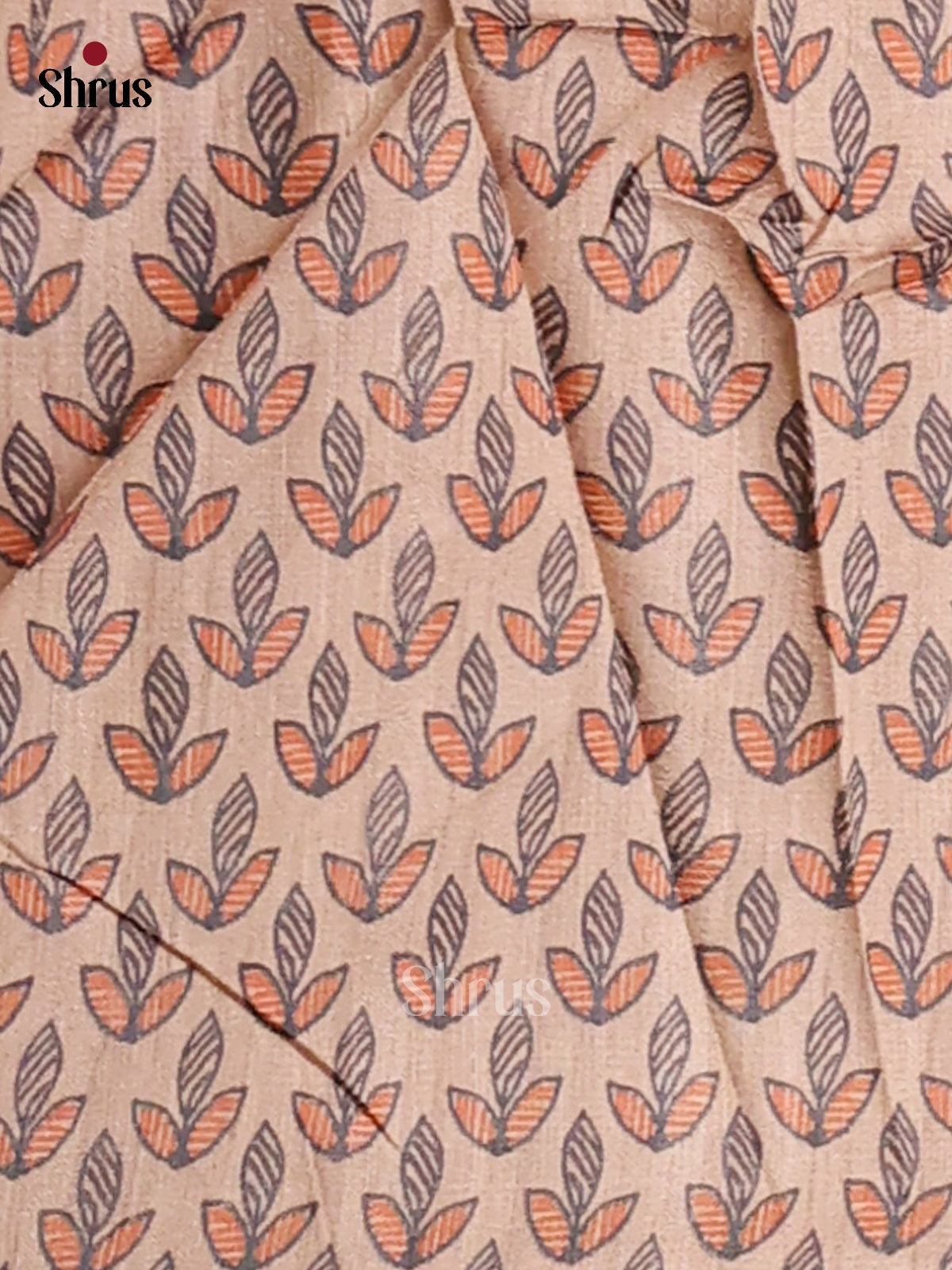 Brown & Cream - Printed Madhubani Saree - Shop on Shrus.com