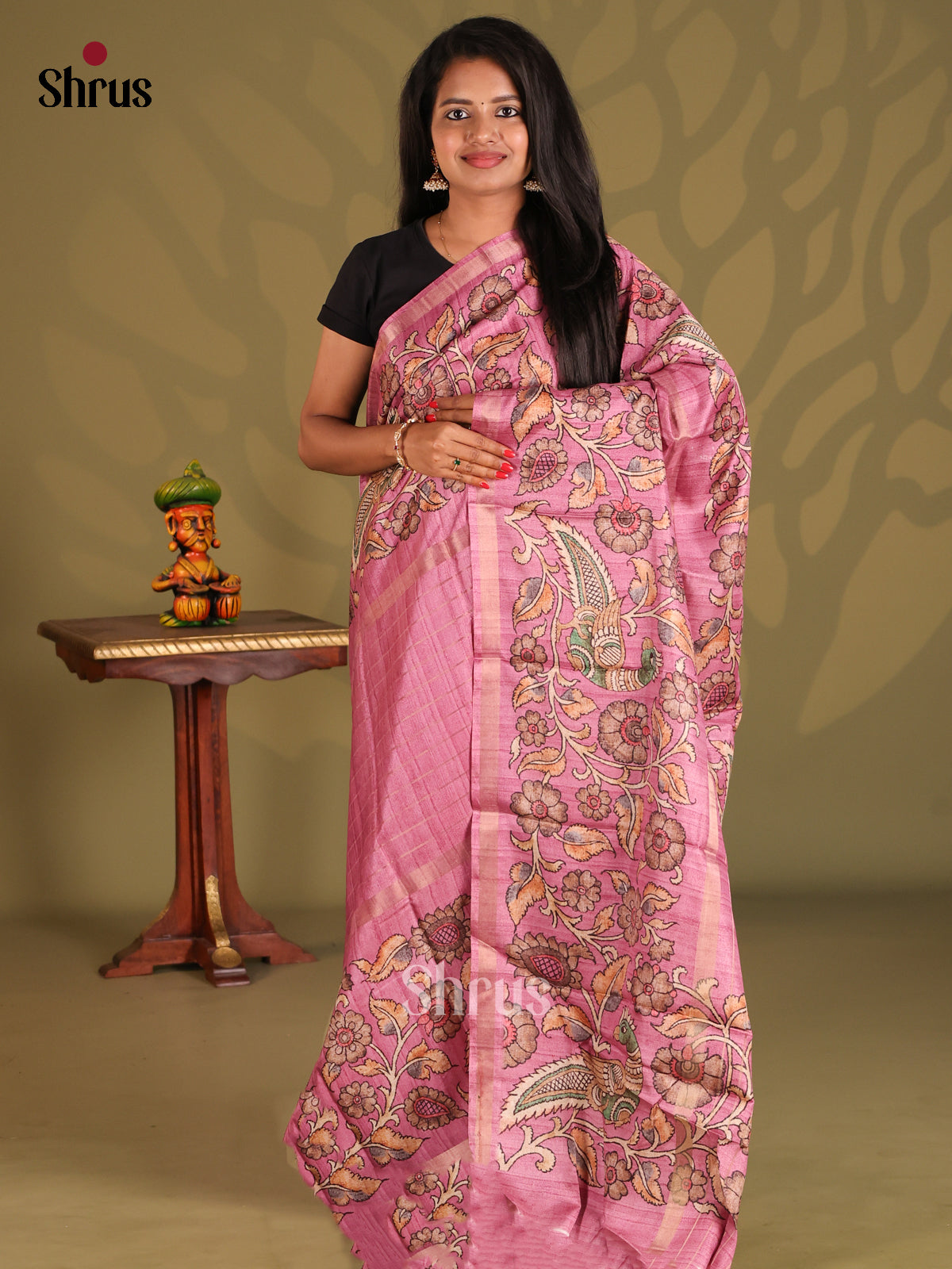 Pink - Semi Matka Saree - Shop on Shrus.com