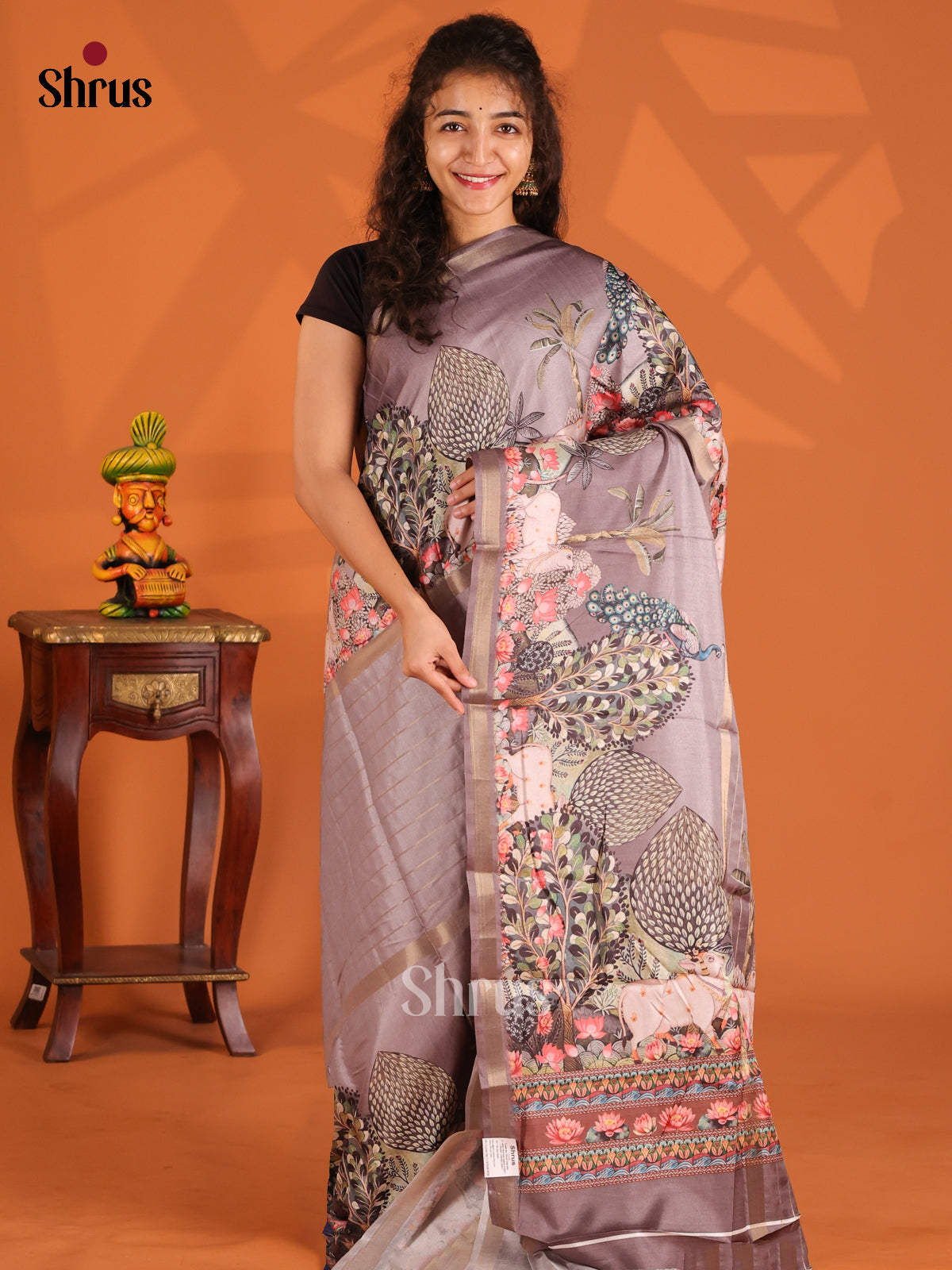 Purple- Semi Matka Saree - Shop on Shrus.com