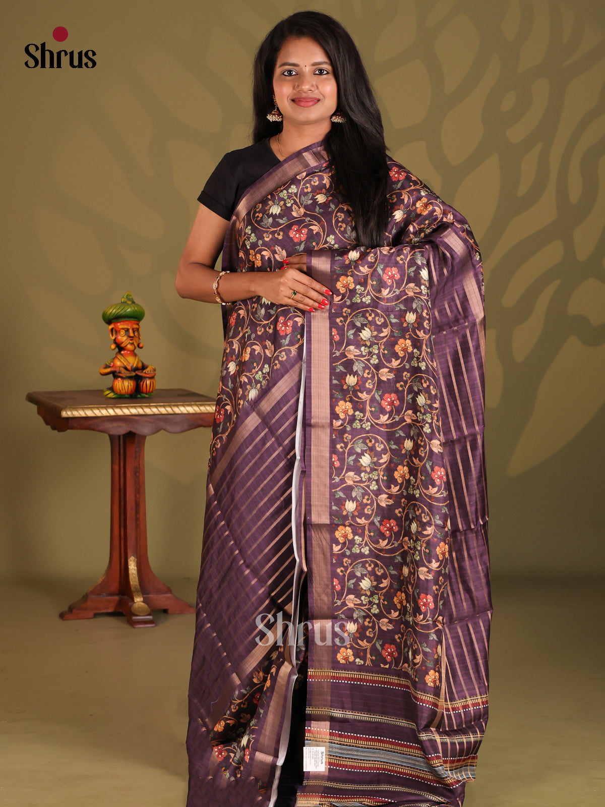 Violet- Semi Matka Saree - Shop on Shrus.com