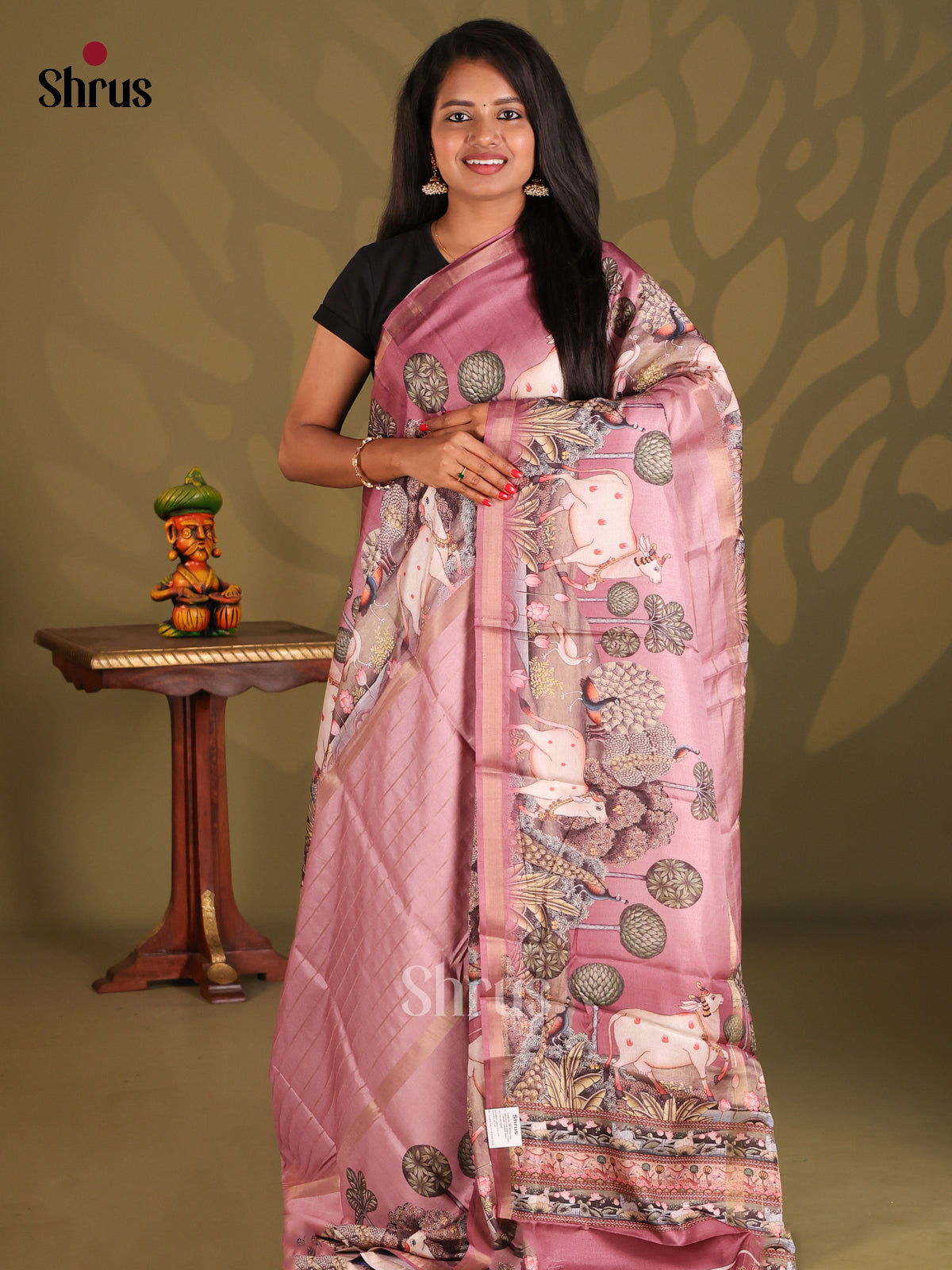 Pink- Semi Matka Saree - Shop on Shrus.com