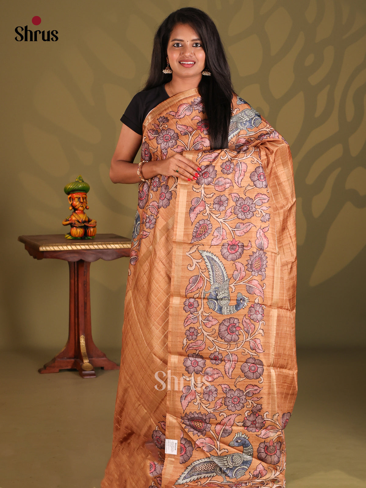 Brown - Semi Matka Saree - Shop on Shrus.com