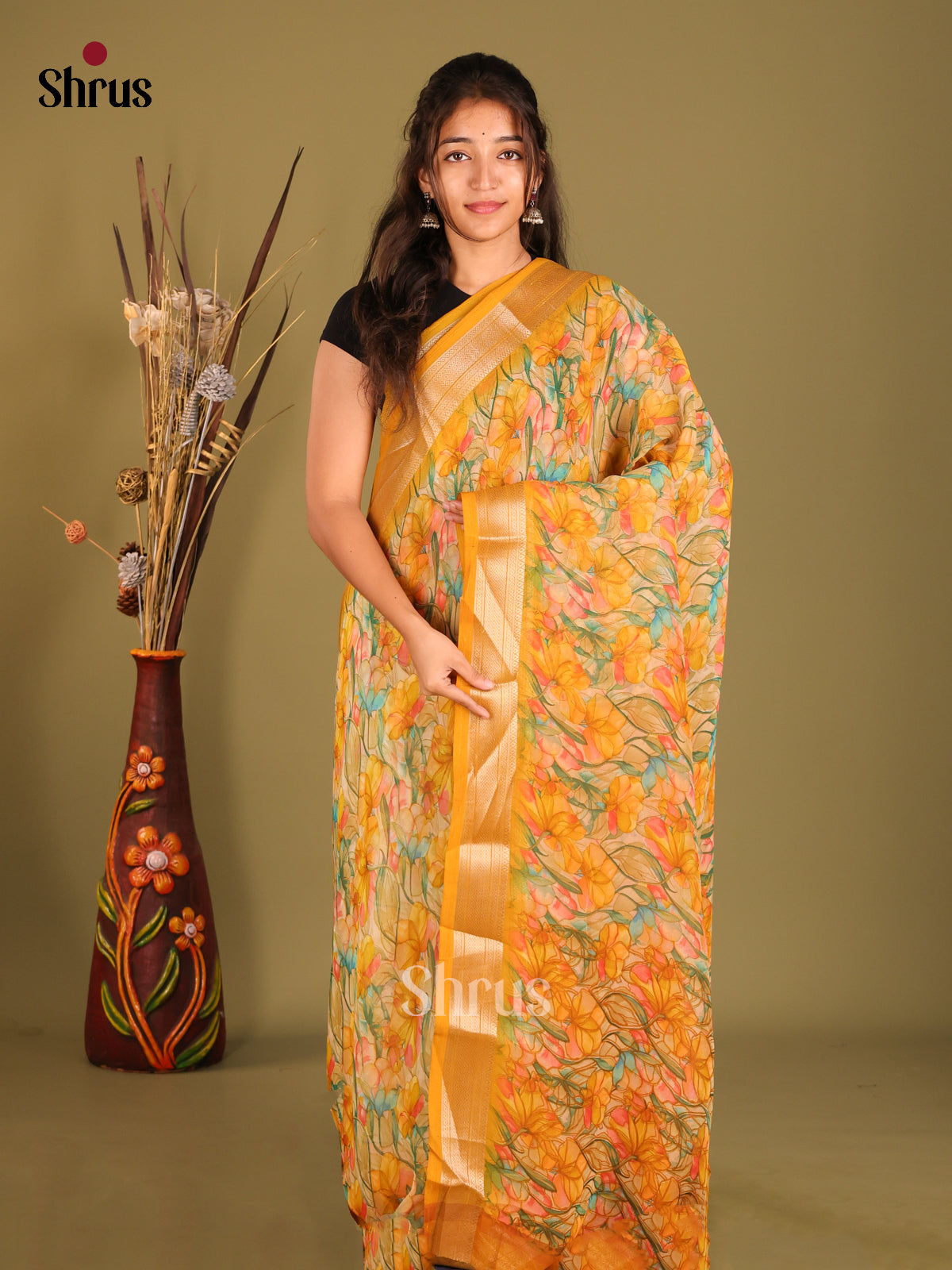 DFS05190 - Semi GeorgetteSaree - Shop on Shrus.com