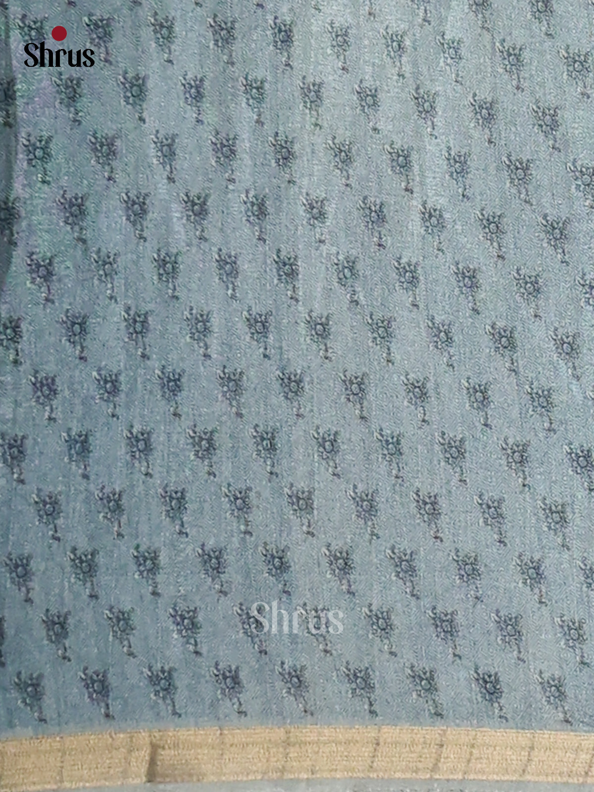 Cream & Blue- Semi Matka Saree - Shop on Shrus.com