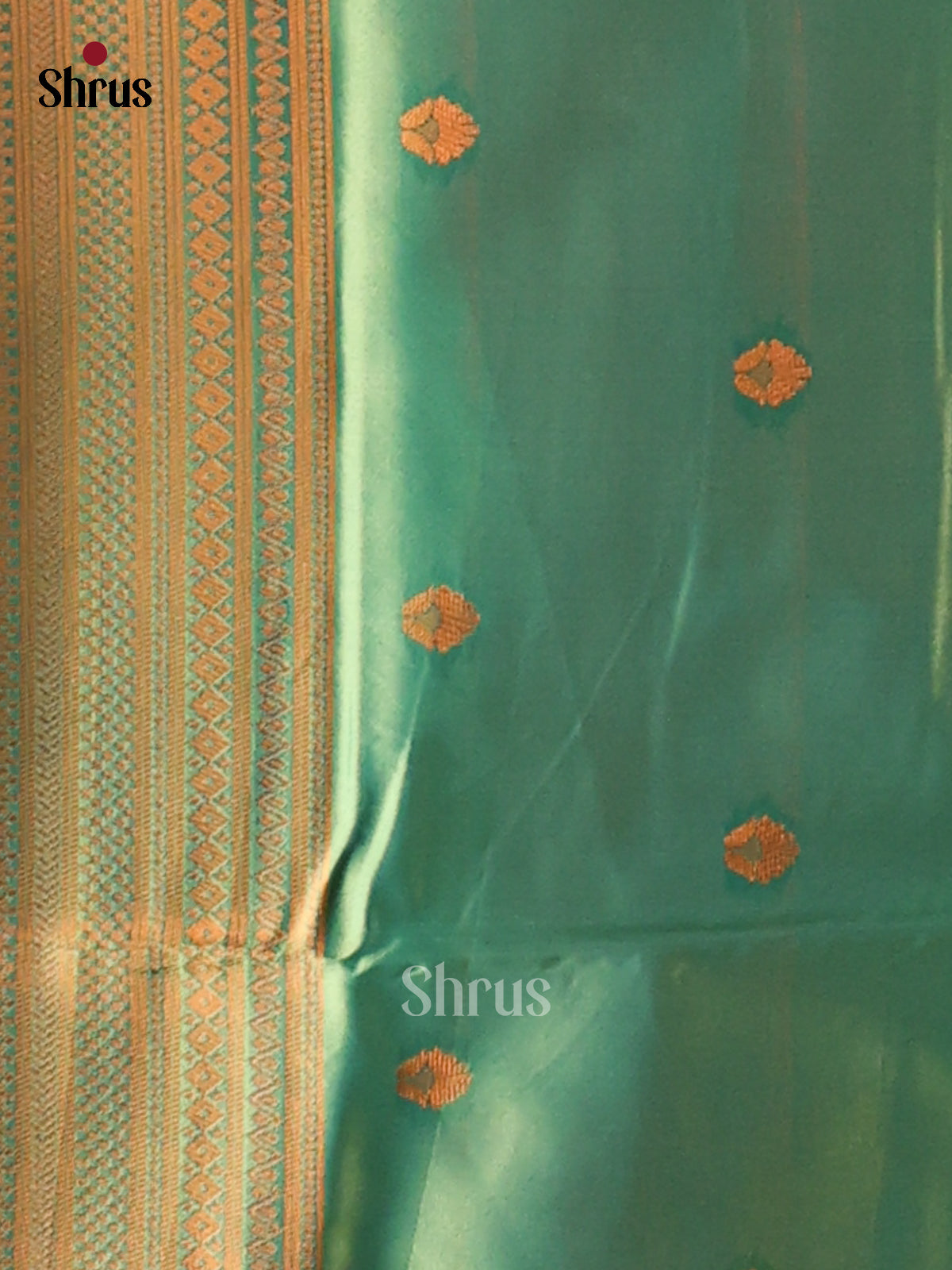 Orange & Green - Semi Softsilk Saree - Shop on Shrus.com