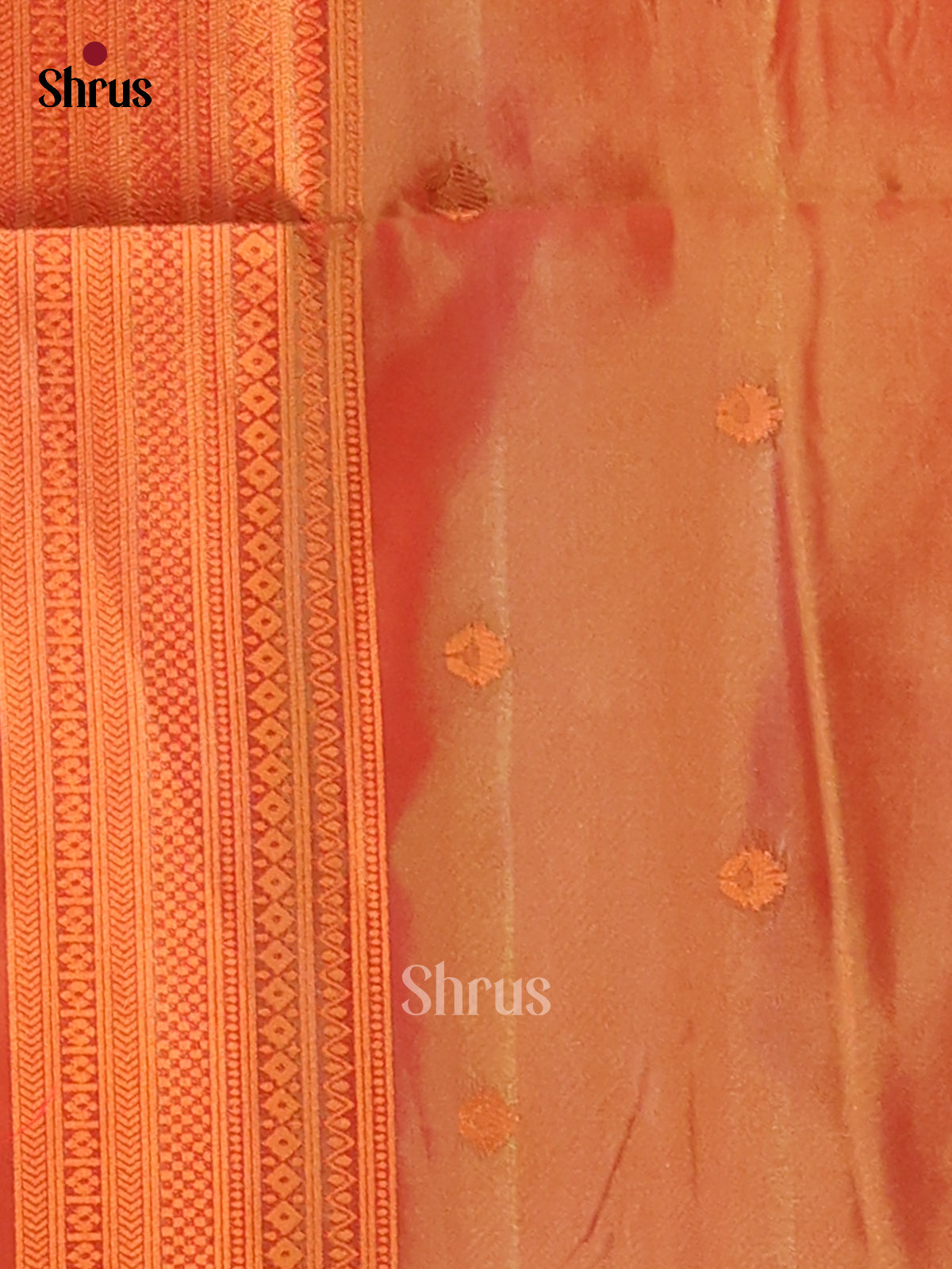 Green & Orange - Semi Softsilk Saree - Shop on Shrus.com