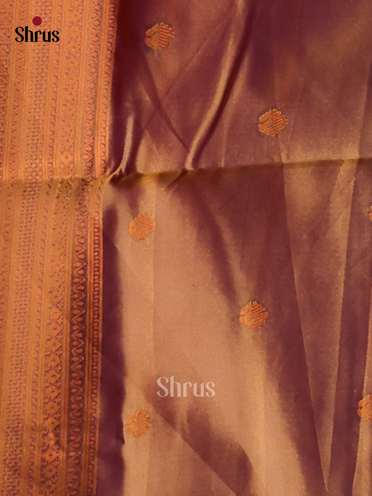 Orange & Brown - Semi Softsilk Saree - Shop on Shrus.com