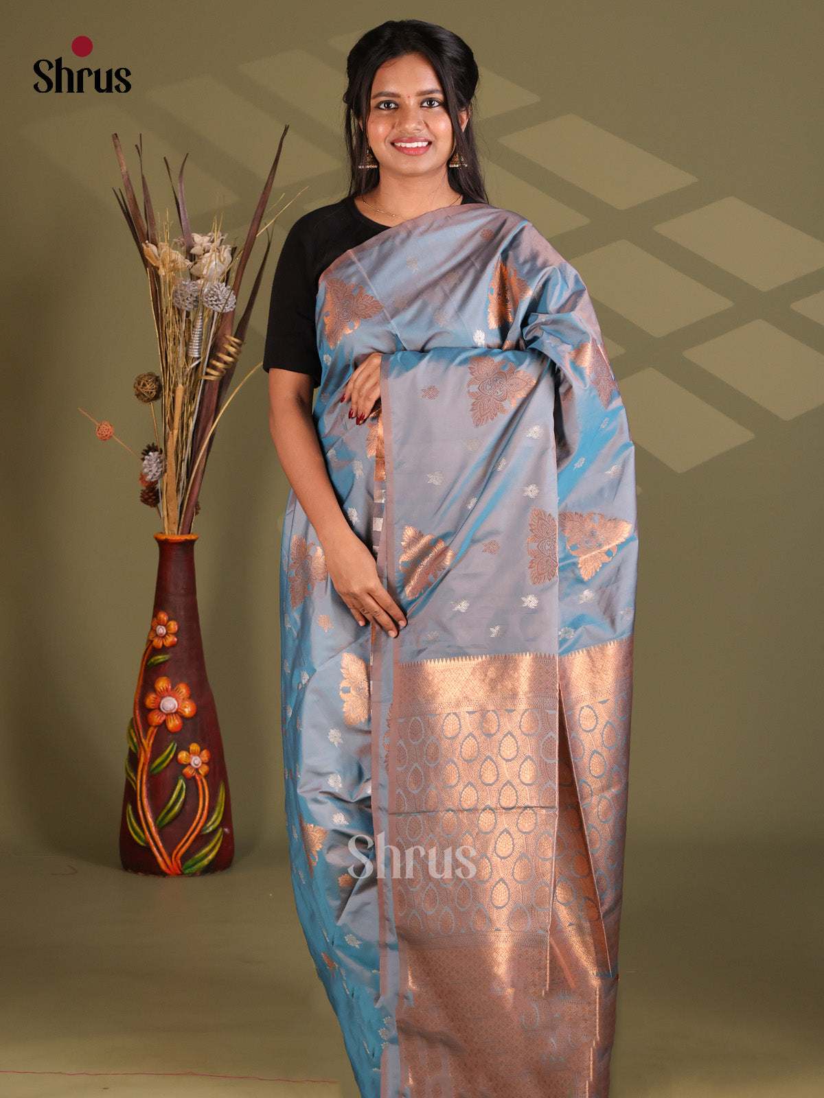 Blue - Semi Soft Silk Saree - Shop on Shrus.com
