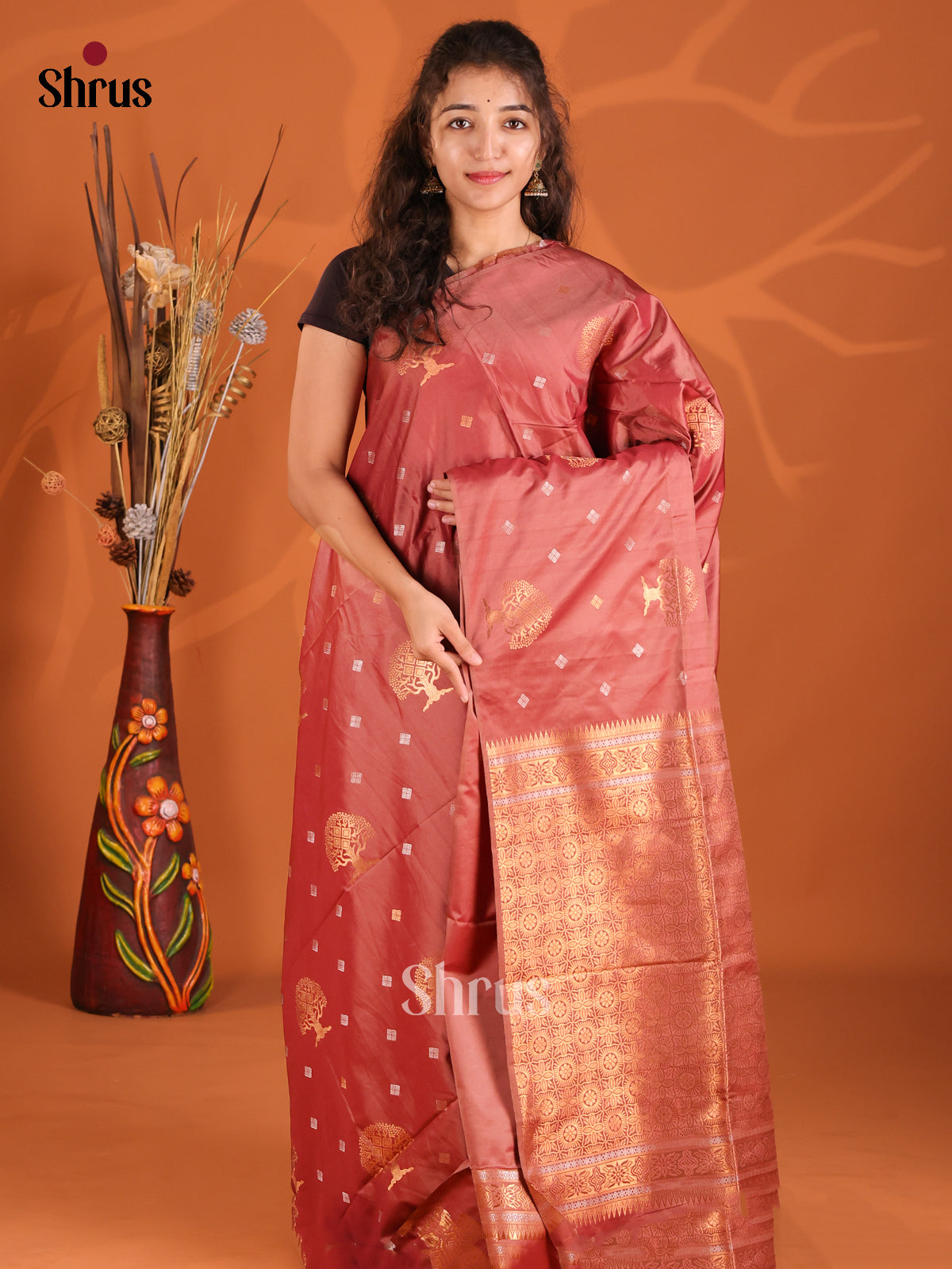 Arakku Maroon - Semi Softsilk Saree - Shop on Shrus.com