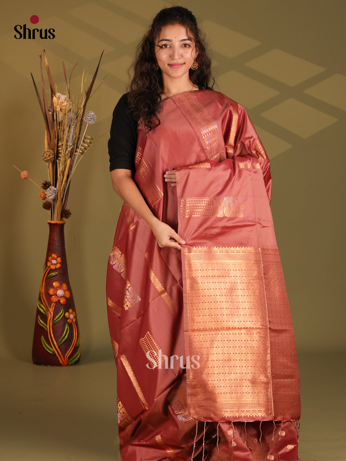 Arakku Maroon- Semi Softsilk Saree - Shop on Shrus.com