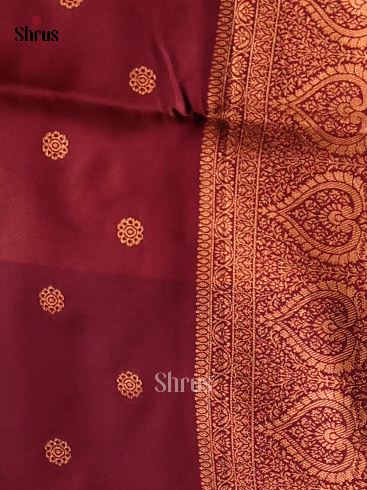 Orange & Maroon - Semi Softsilk Saree - Shop on Shrus.com