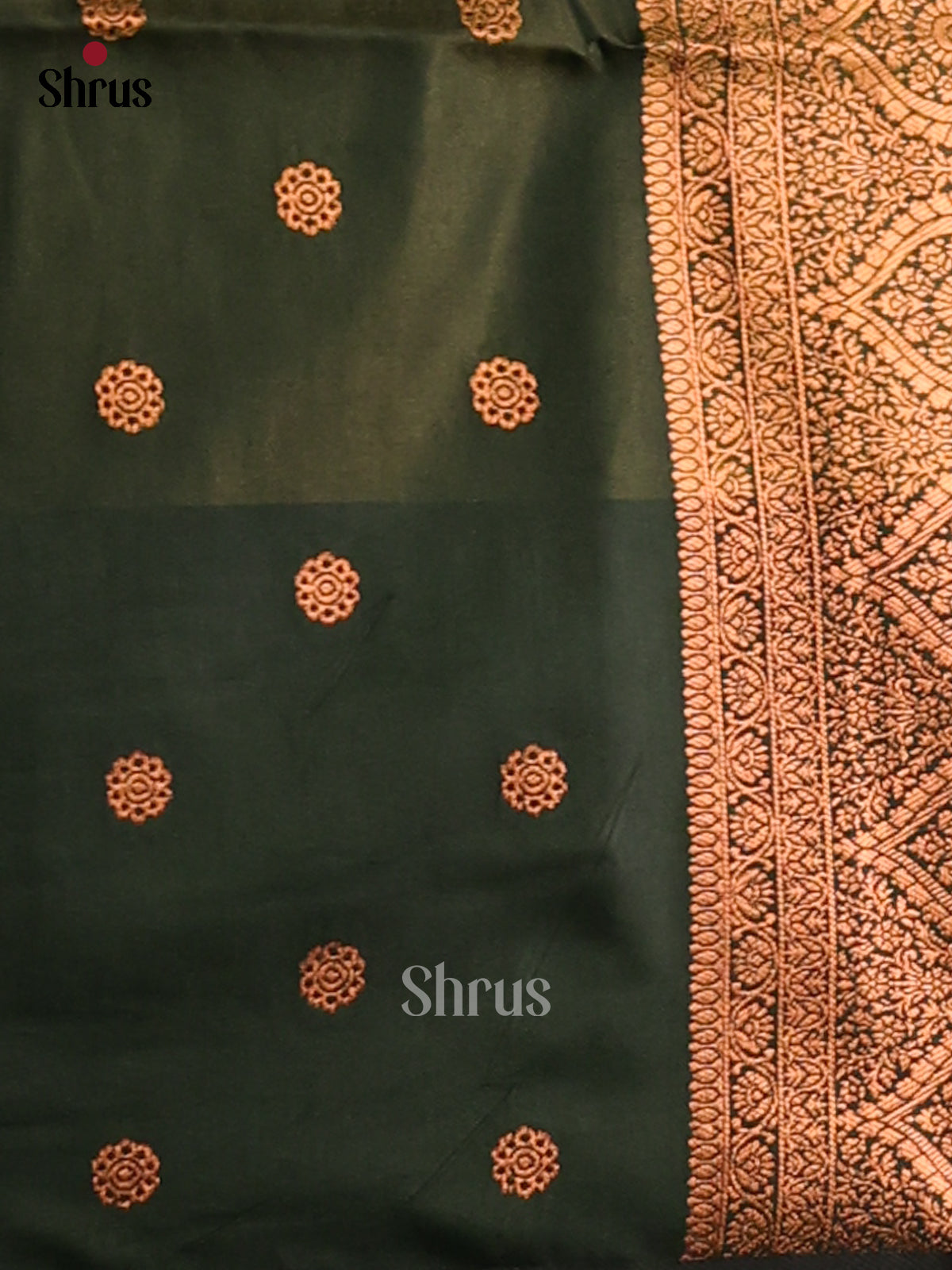 Mehandi Green & Green - Semi Softsilk Saree - Shop on Shrus.com