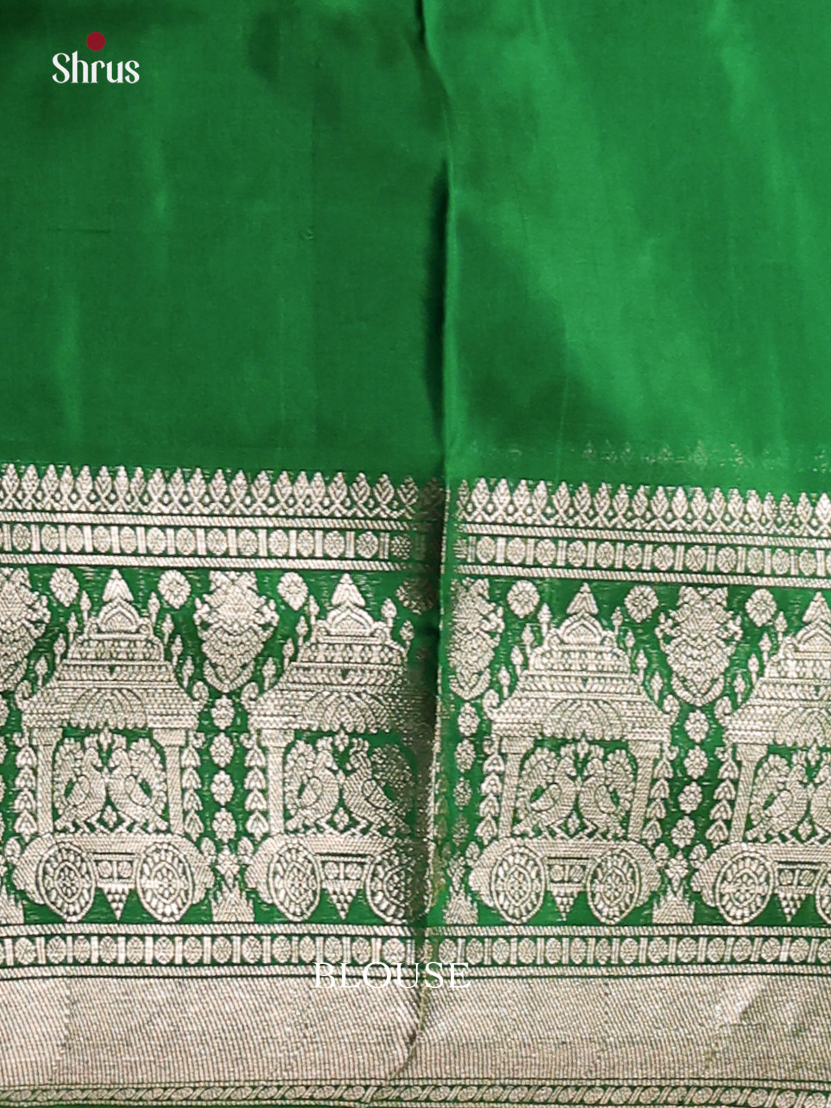 Classic Green Venkatagiri silk Saree gleams with horse, peacock buttis, self brocade pallu - Shop on Shrus.com