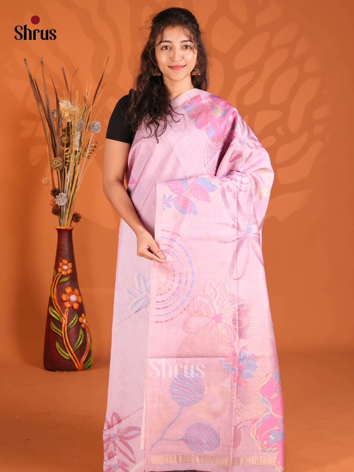 Lavender - Semi Tussar Saree - Shop on Shrus.com