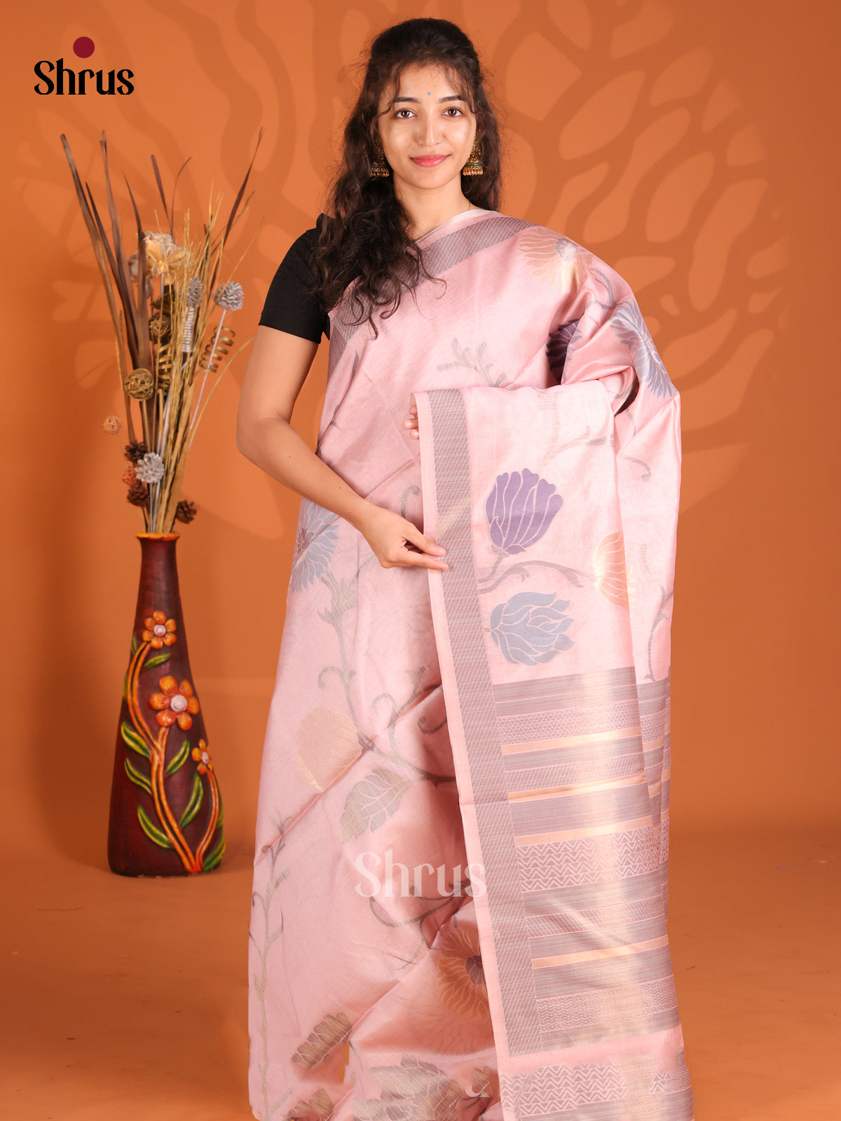 Lavender- Semi Tussar Saree - Shop on Shrus.com