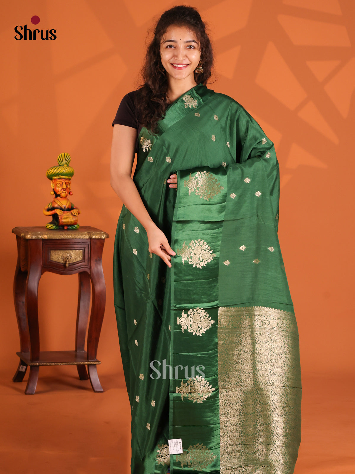Green & Maroon- Mangosilk Saree - Shop on Shrus.com