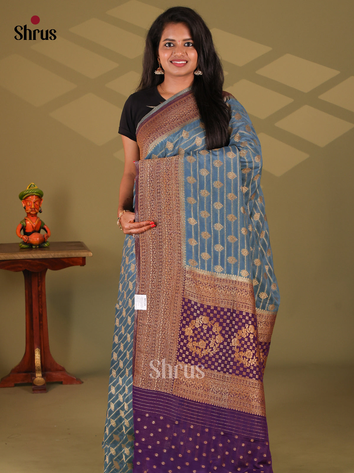 Blue & Violet - Semi Georgette Saree - Shop on Shrus.com