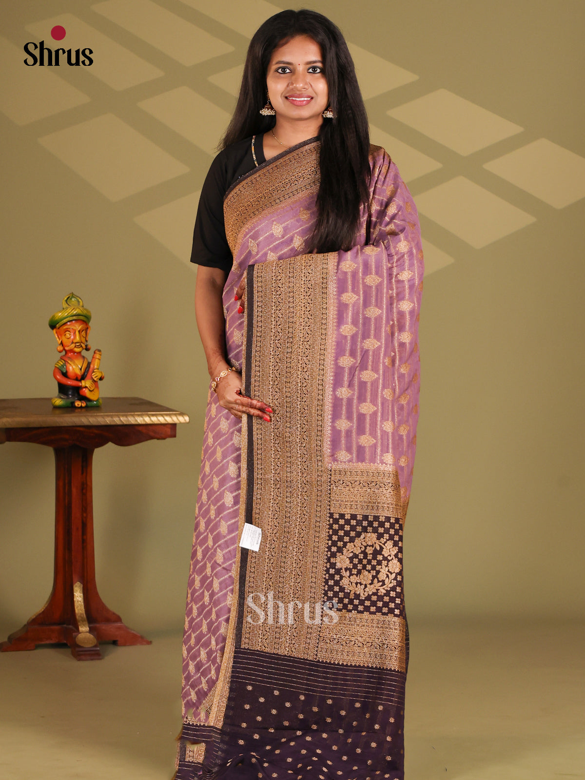 Lavender & Purple - Semi Georgette Saree - Shop on Shrus.com