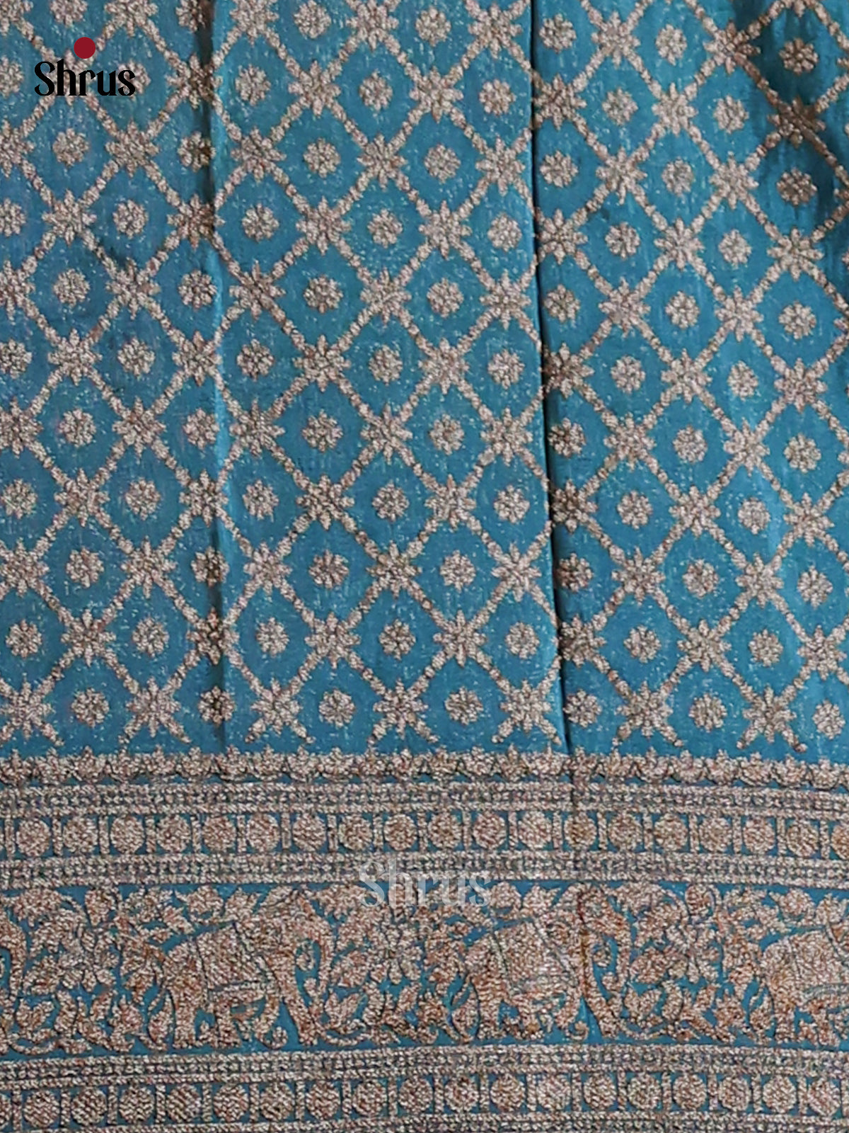 Orange & Blue - Semi Georgette Saree - Shop on Shrus.com