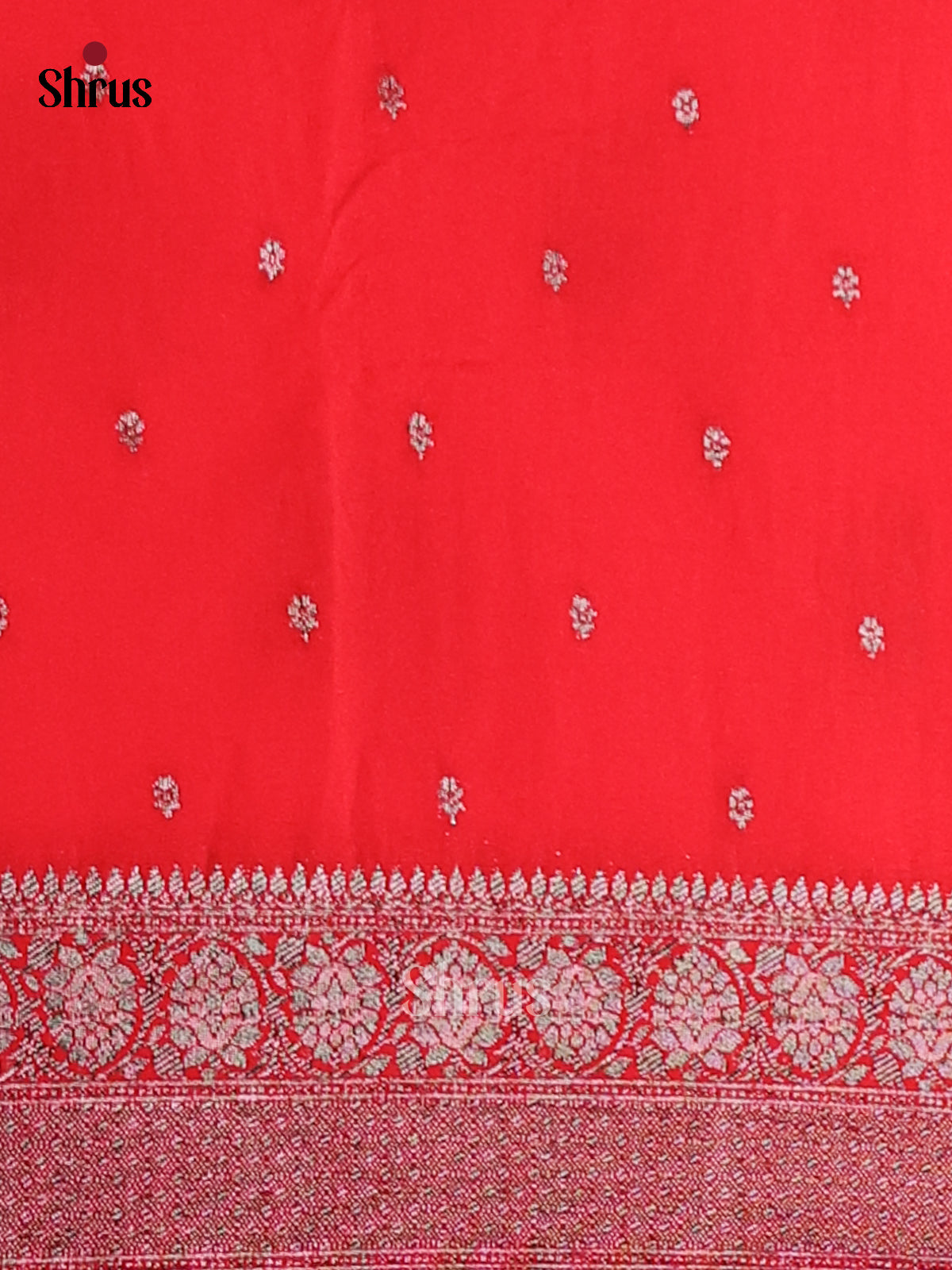 Red(Single Tone) - Semi Georgette Saree - Shop on Shrus.com