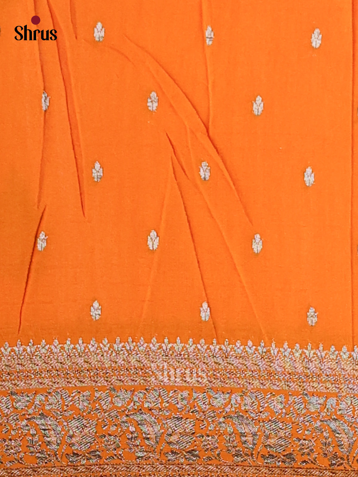 Orange(Single Tone) - Semi Georgette Saree - Shop on Shrus.com