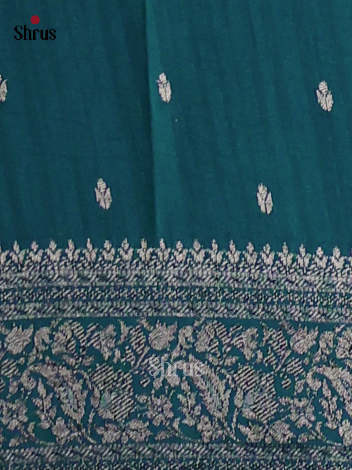 Teal Green(Single Tone)- Semi Georgette Saree - Shop on Shrus.com