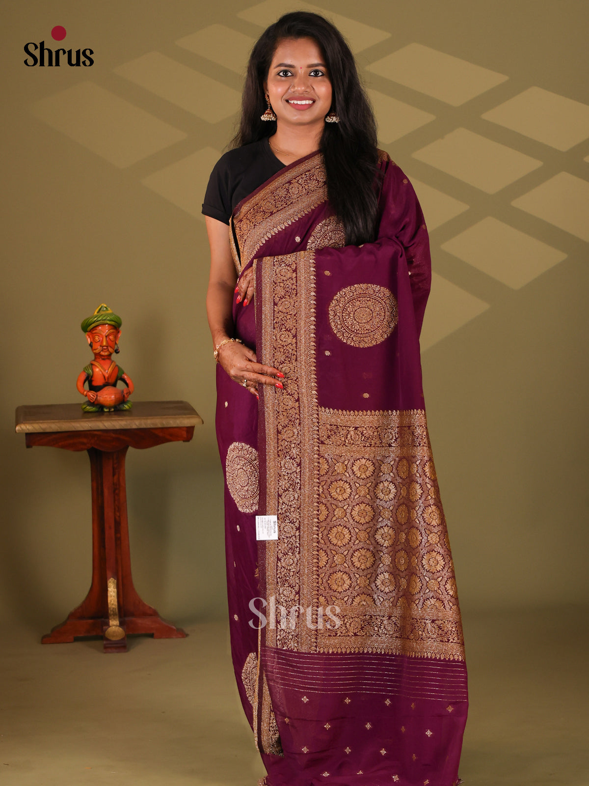 Purple(single Tone) - Semi Georgette Saree - Shop on Shrus.com