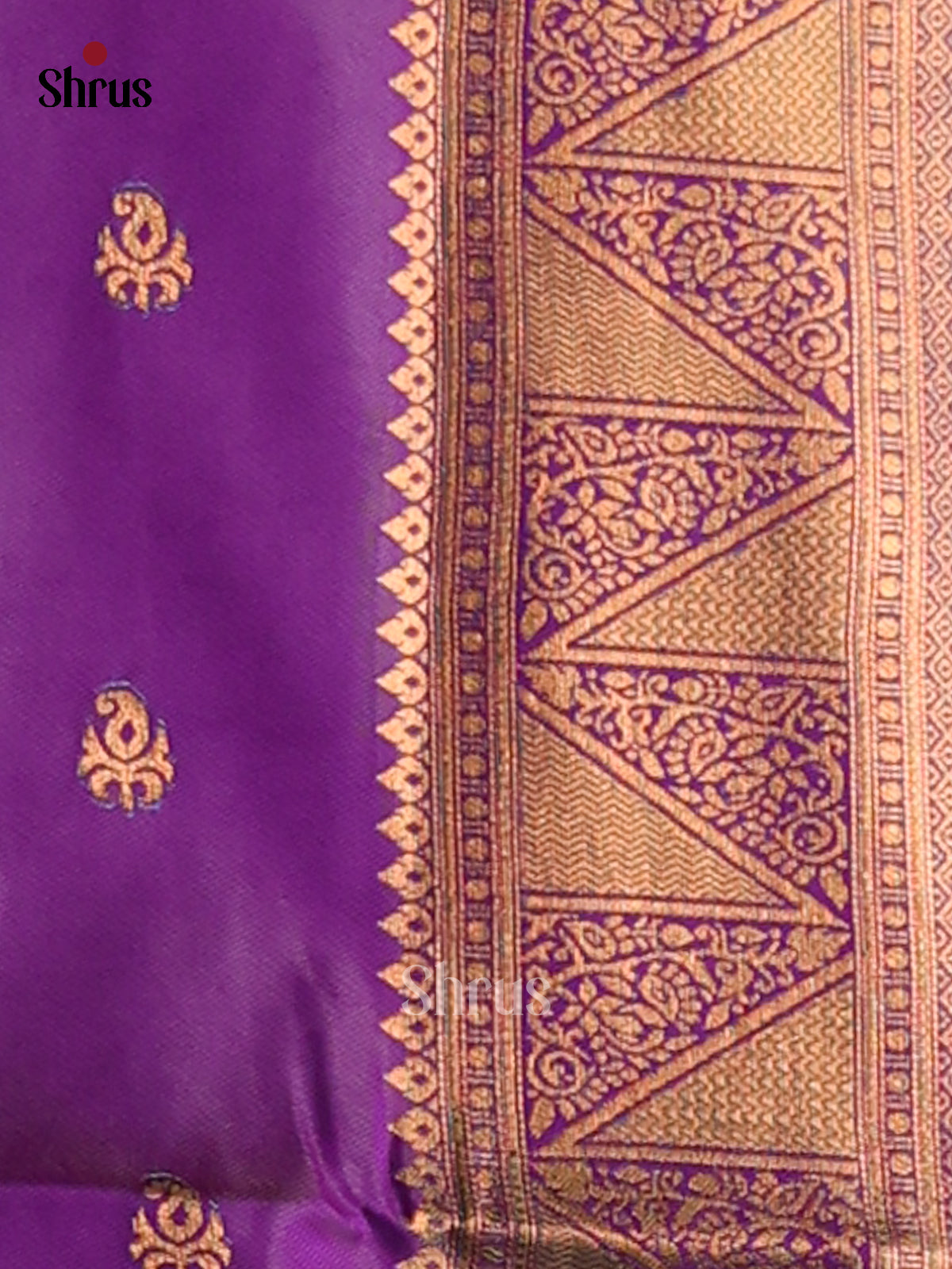 Blue & Purple - Semi Softsilk Saree - Shop on Shrus.com