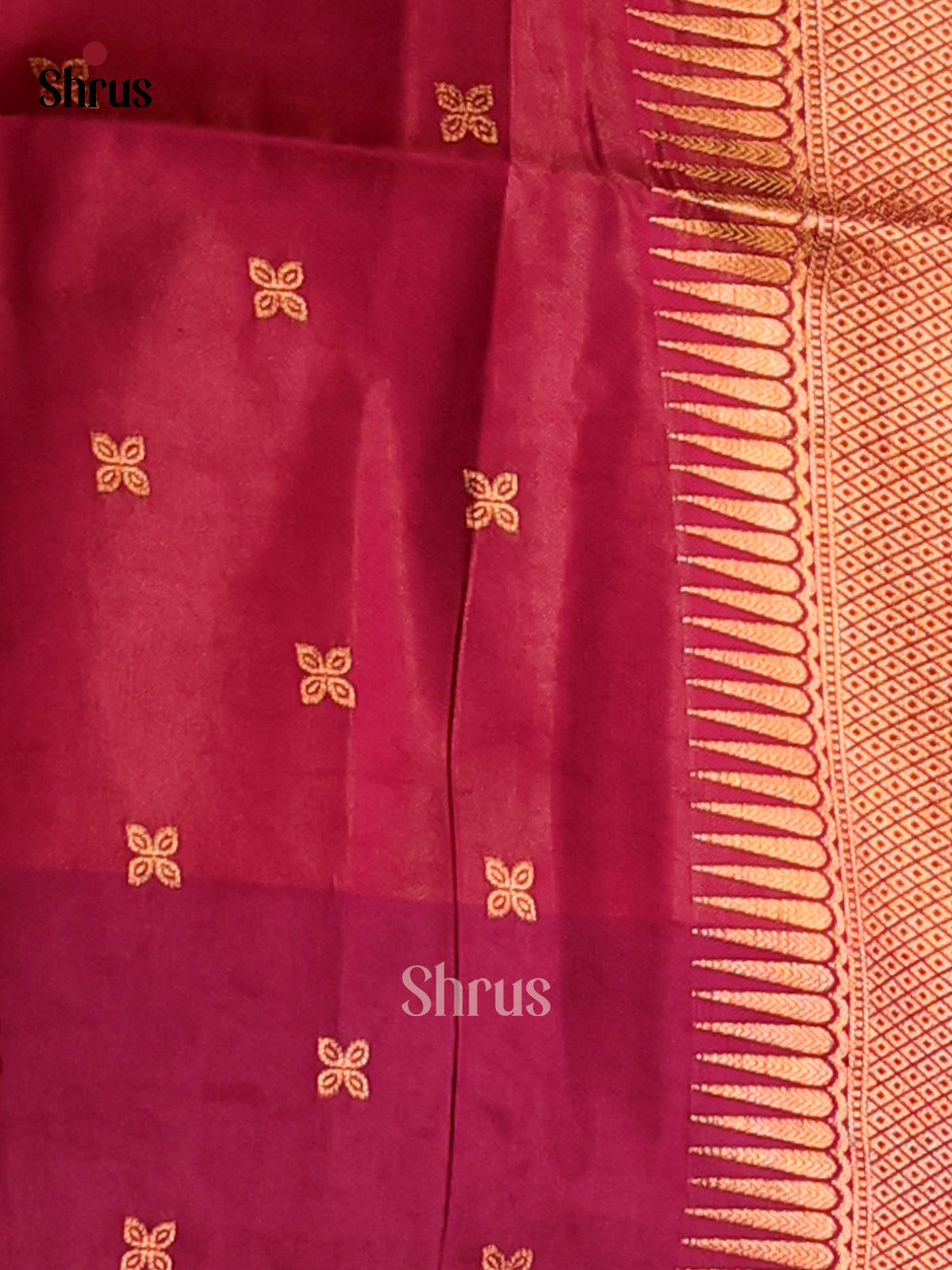 Orange & Maroon - Semi Softsilk Saree - Shop on Shrus.com