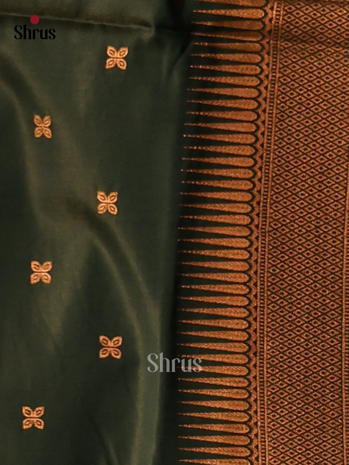 Mehandi Green & Green - Semi Softsilk Saree - Shop on Shrus.com