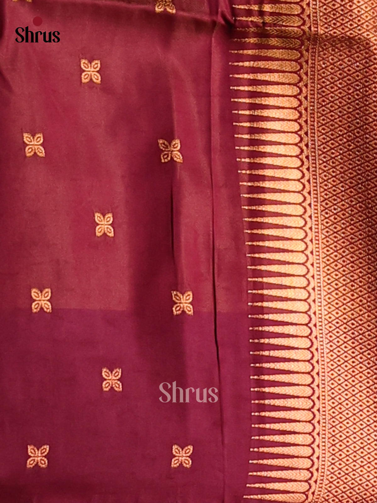 Dark Mustard & Maroon- Semi Softsilk Saree - Shop on Shrus.com