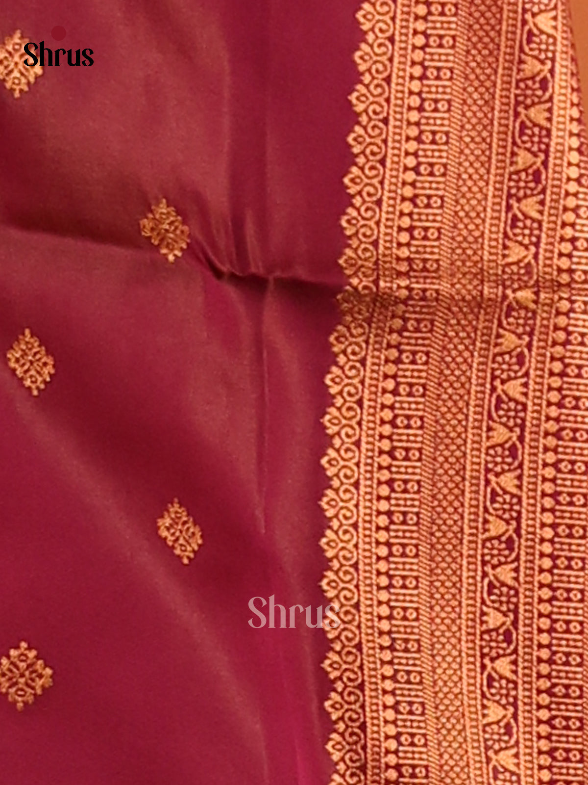Dark Mustard & Maroon- Semi Softsilk Saree - Shop on Shrus.com