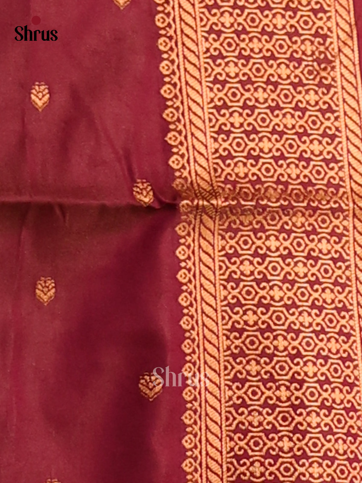 Dark Mustard & Maroon- Semi Softsilk saree - Shop on Shrus.com