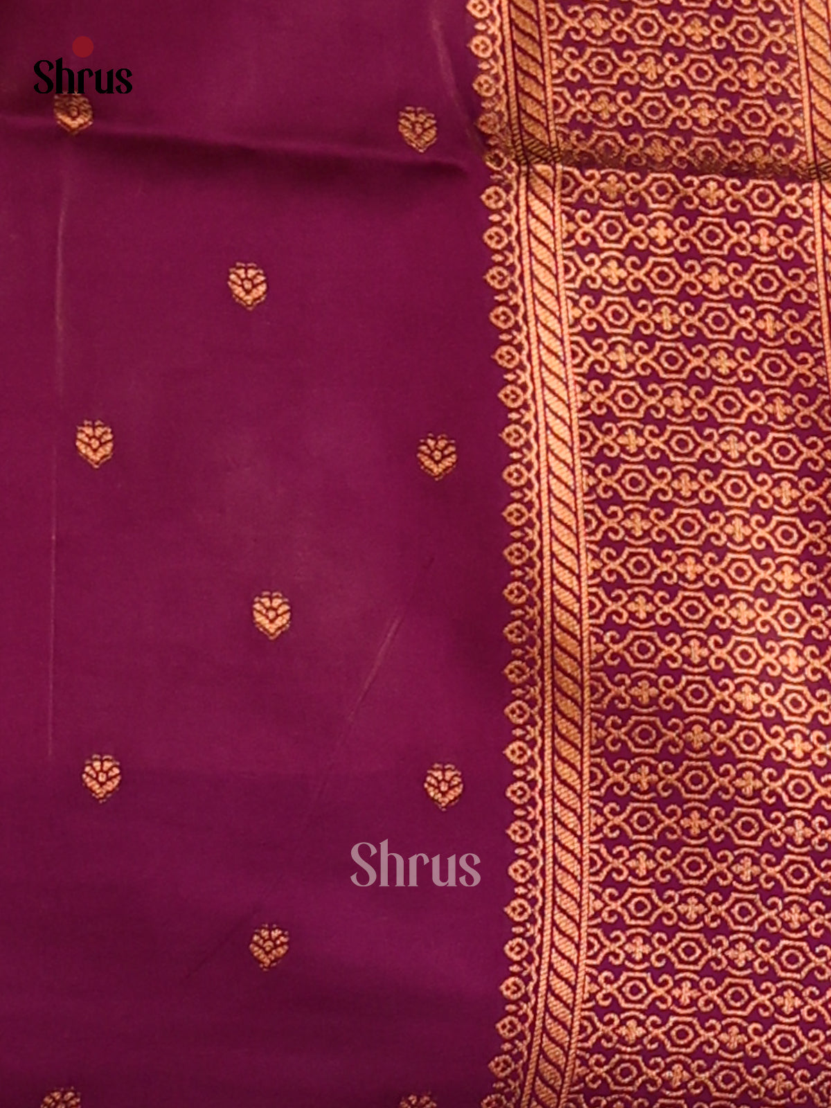 Dark Mustard & Purple - Semi Softsilk Saree - Shop on Shrus.com