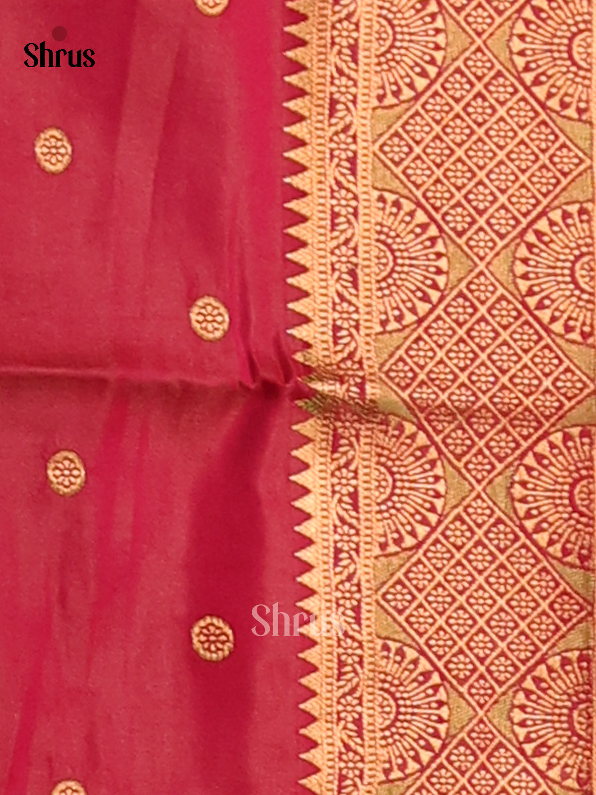 Double Shaded Mustard & Maroon - Semi Softsilk Saree - Shop on Shrus.com