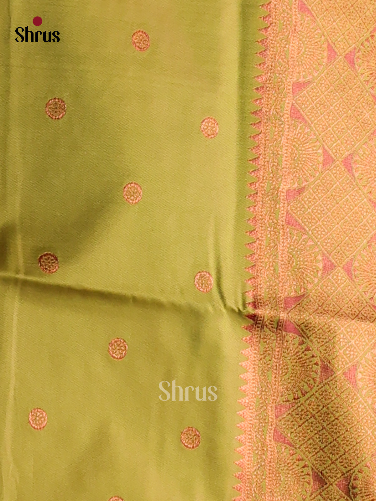 Orange & Green - Semi Softsilk Saree - Shop on Shrus.com