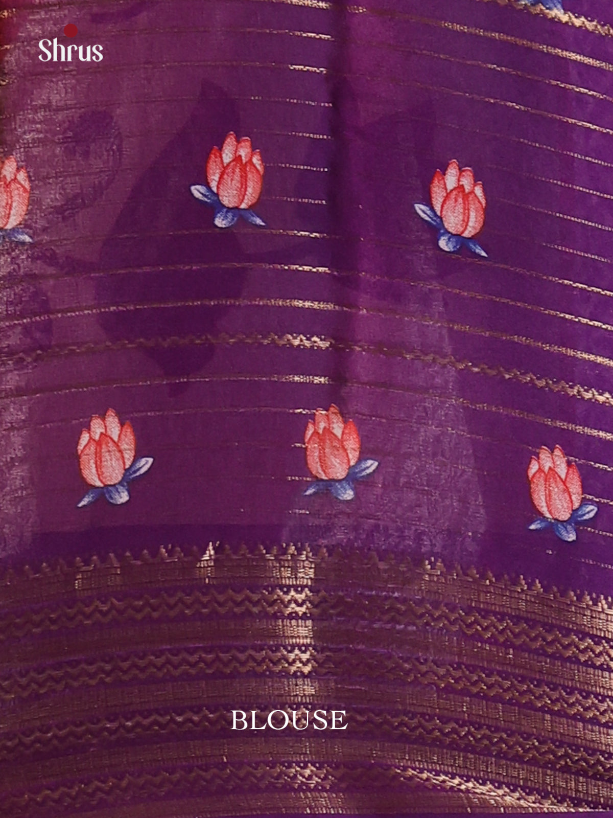 Violet & Cream- Semi Mysoresilk Saree - Shop on Shrus.com