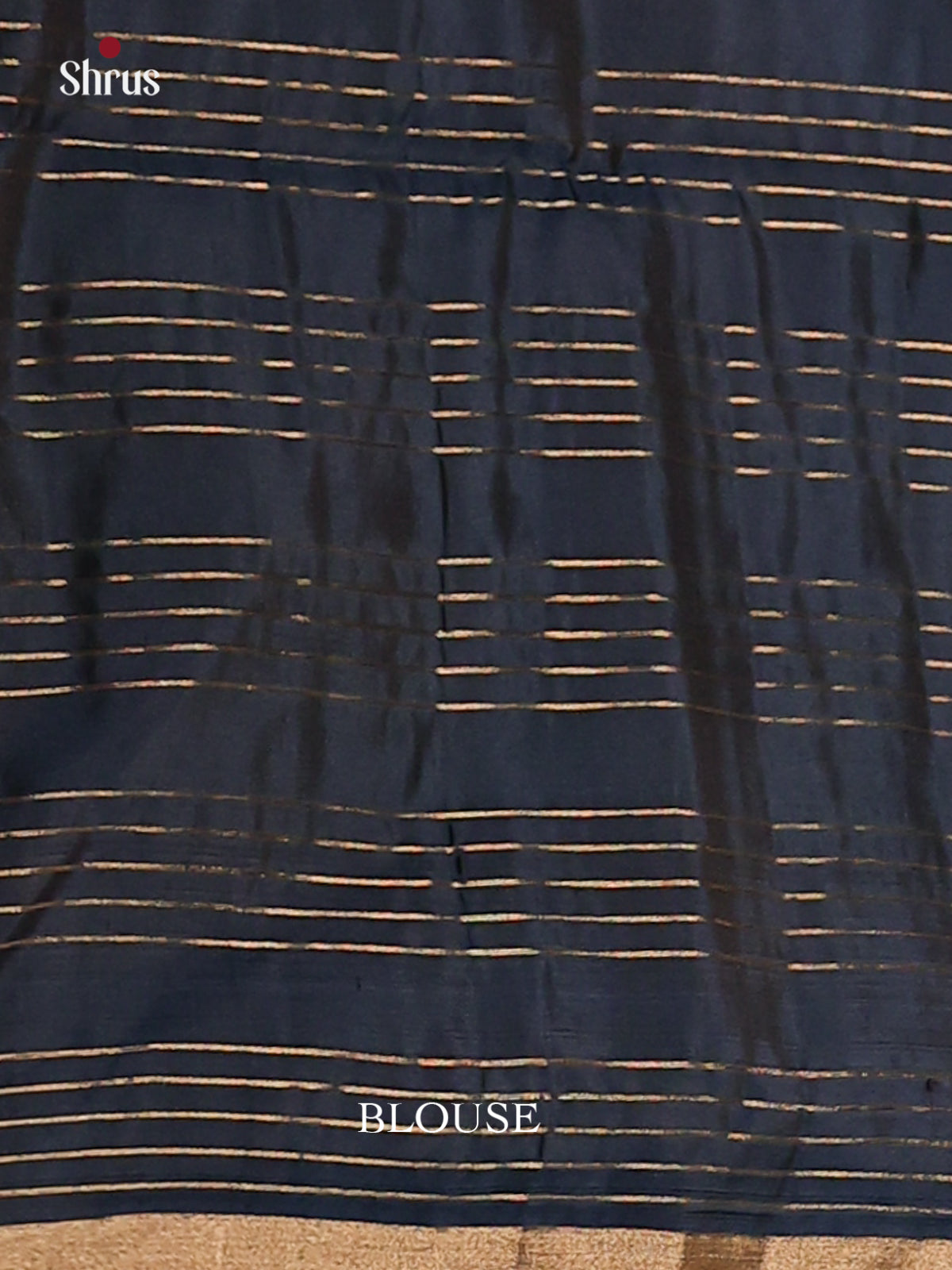 Beautiful Blue Monochrome Soft Silk Saree with gold zari stripes & self brocade pallu-2