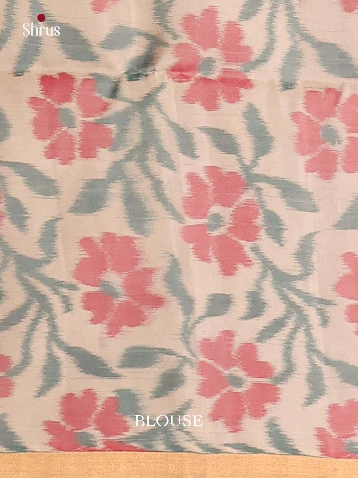 Blue & Cream Soft Silk Saree with zari kolam butta & partly ikkat floral pattern - Shop on Shrus.com