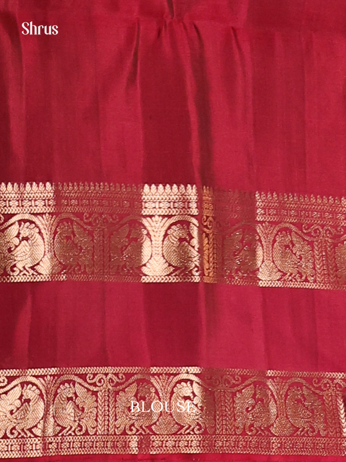 Elegant Blue Soft Silk Saree with gold zari chakra buttas & maroon Rettaipet border - Shop on Shrus.com