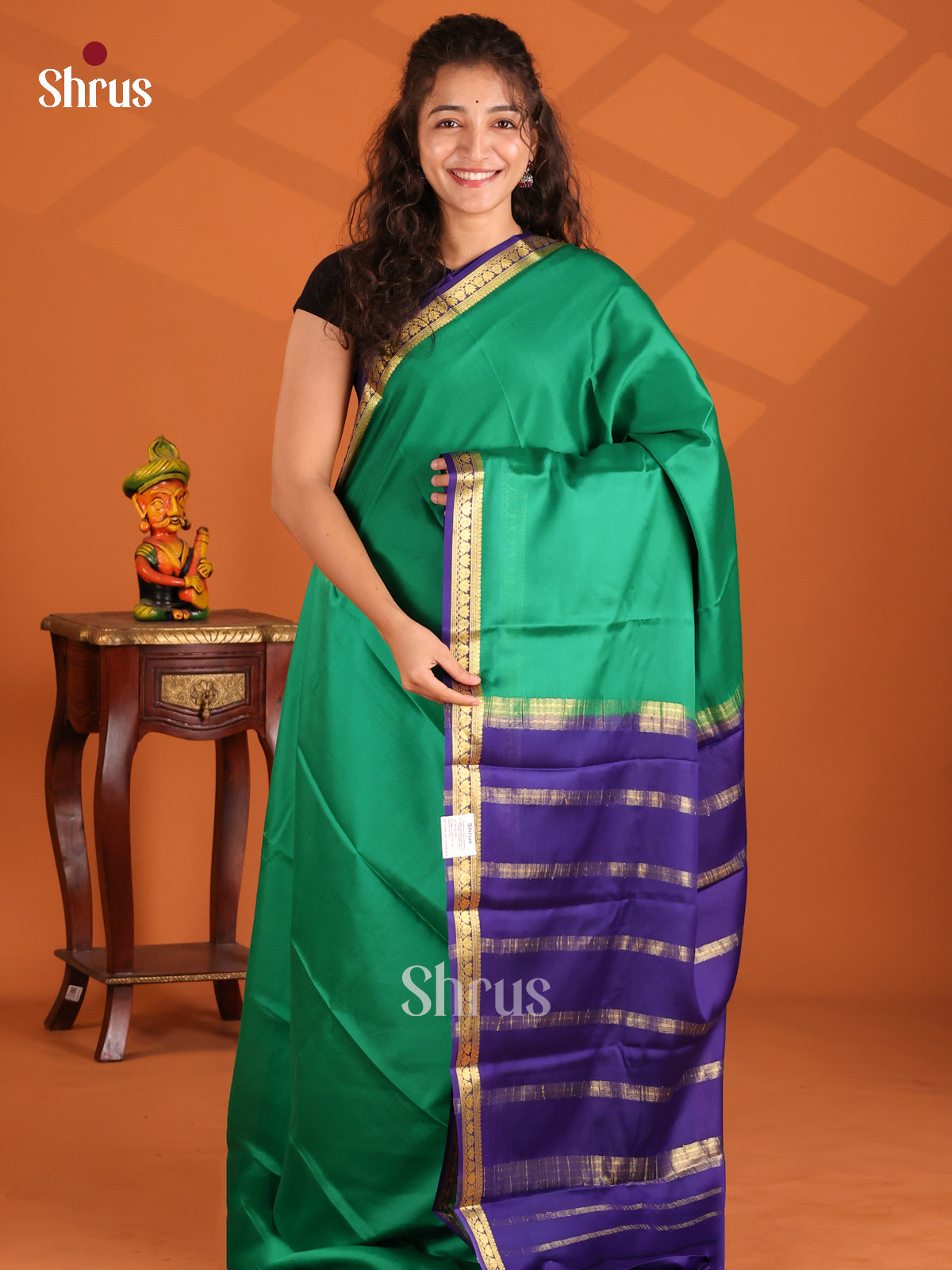 Green & Blue - Mysore Silk Saree