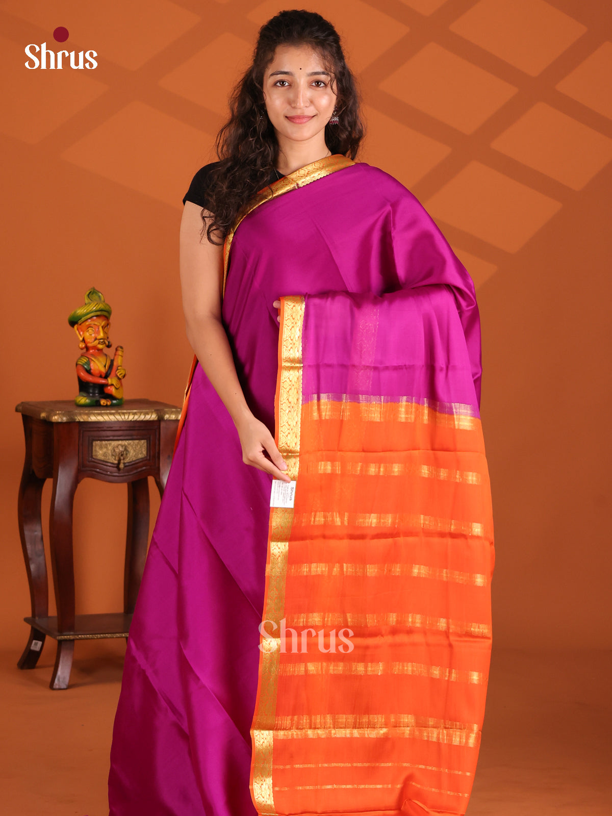Purple & Orange- Mysore Silk Saree