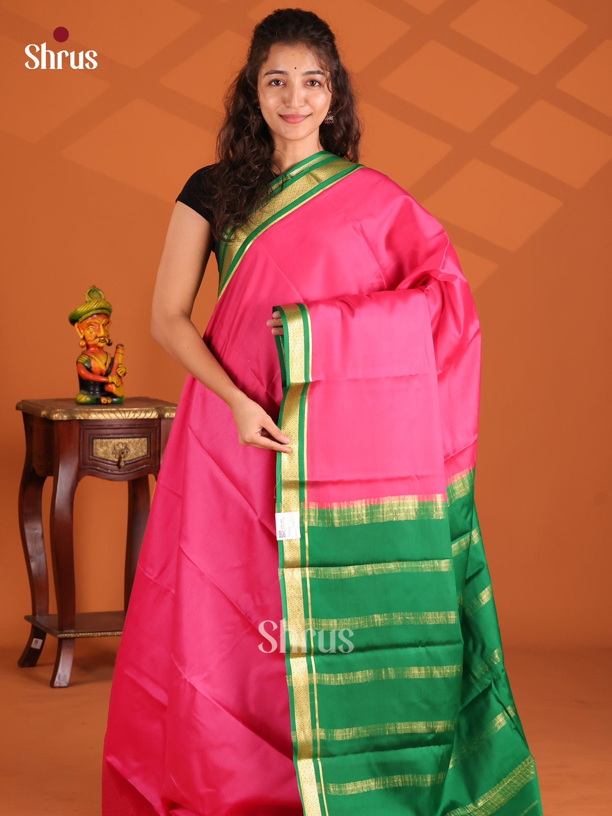 Pink & Green - Mysore Silk Saree